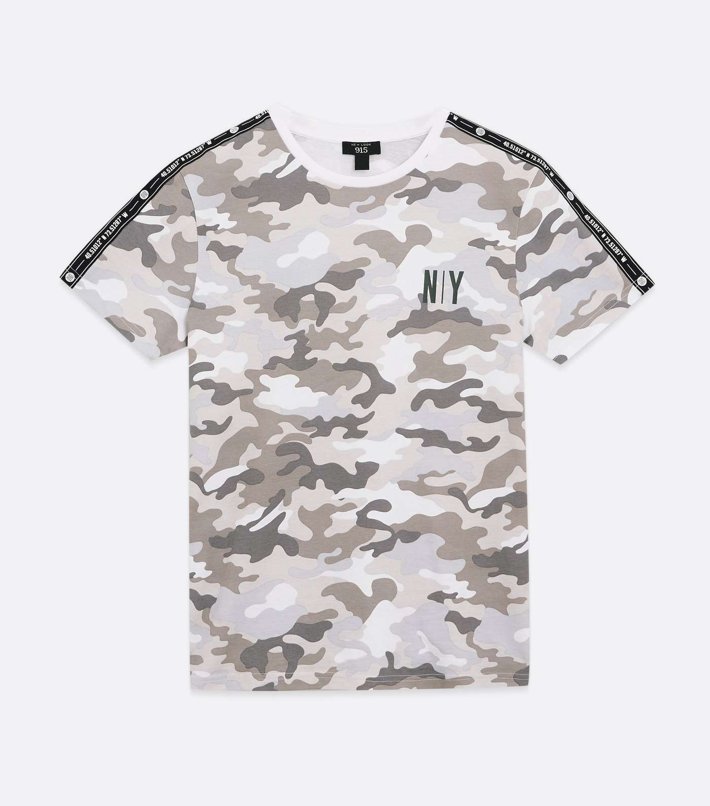 Boys Grey Camo NY Tape Sleeve Logo T-Shirt Image 5