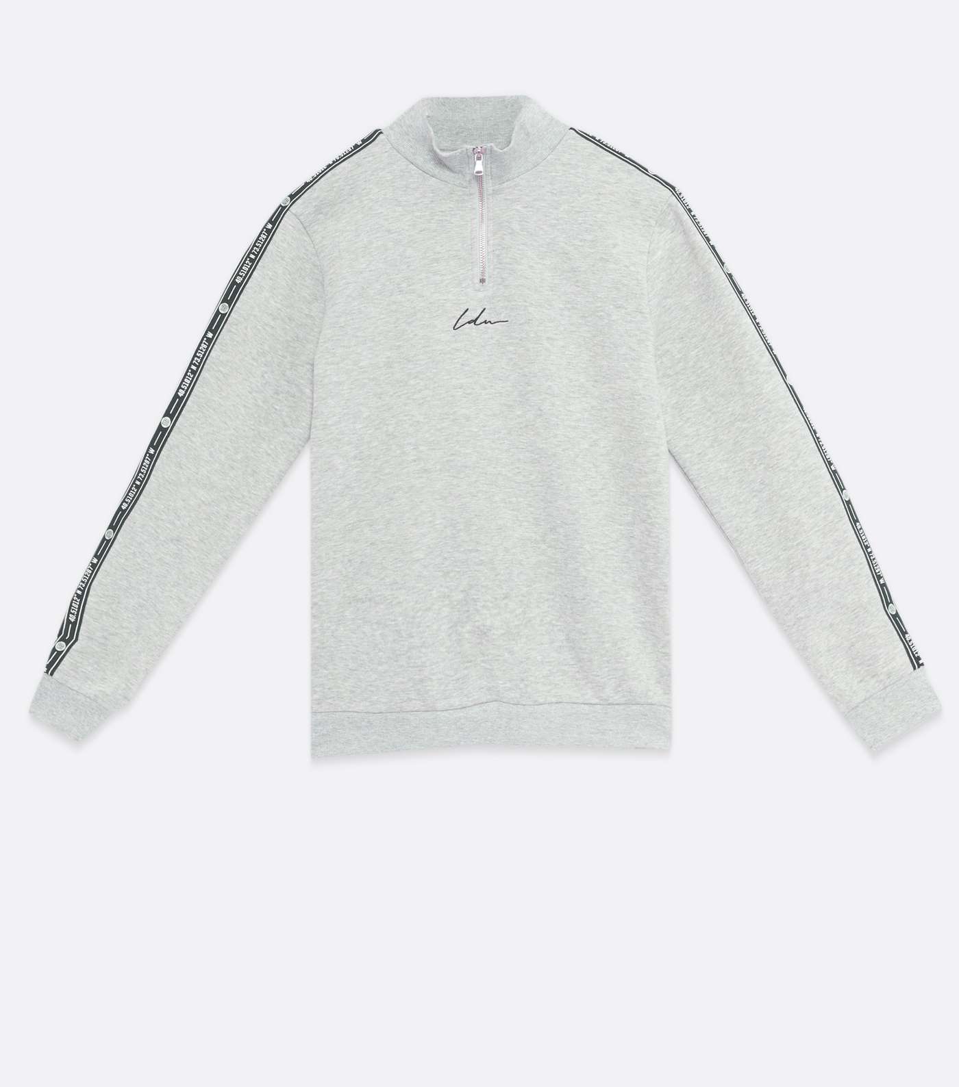 Boys Grey Marl LDN Embroidered Zip Sweatshirt Image 5