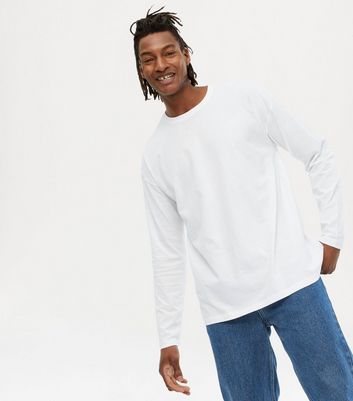 Long sleeve white t shirt clearance mens