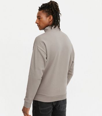 Herrenmode Bekleidung für Herren Pale Grey Zip Funnel Neck Sweatshirt