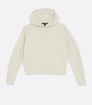 Off White Waffle Pocket Front Hoodie New Look