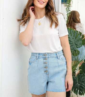 Urban Bliss Pale Blue Denim Pleated Shorts