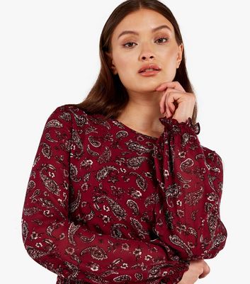 Image of Apricot Plum Paisley Floral Skater Dress New Look