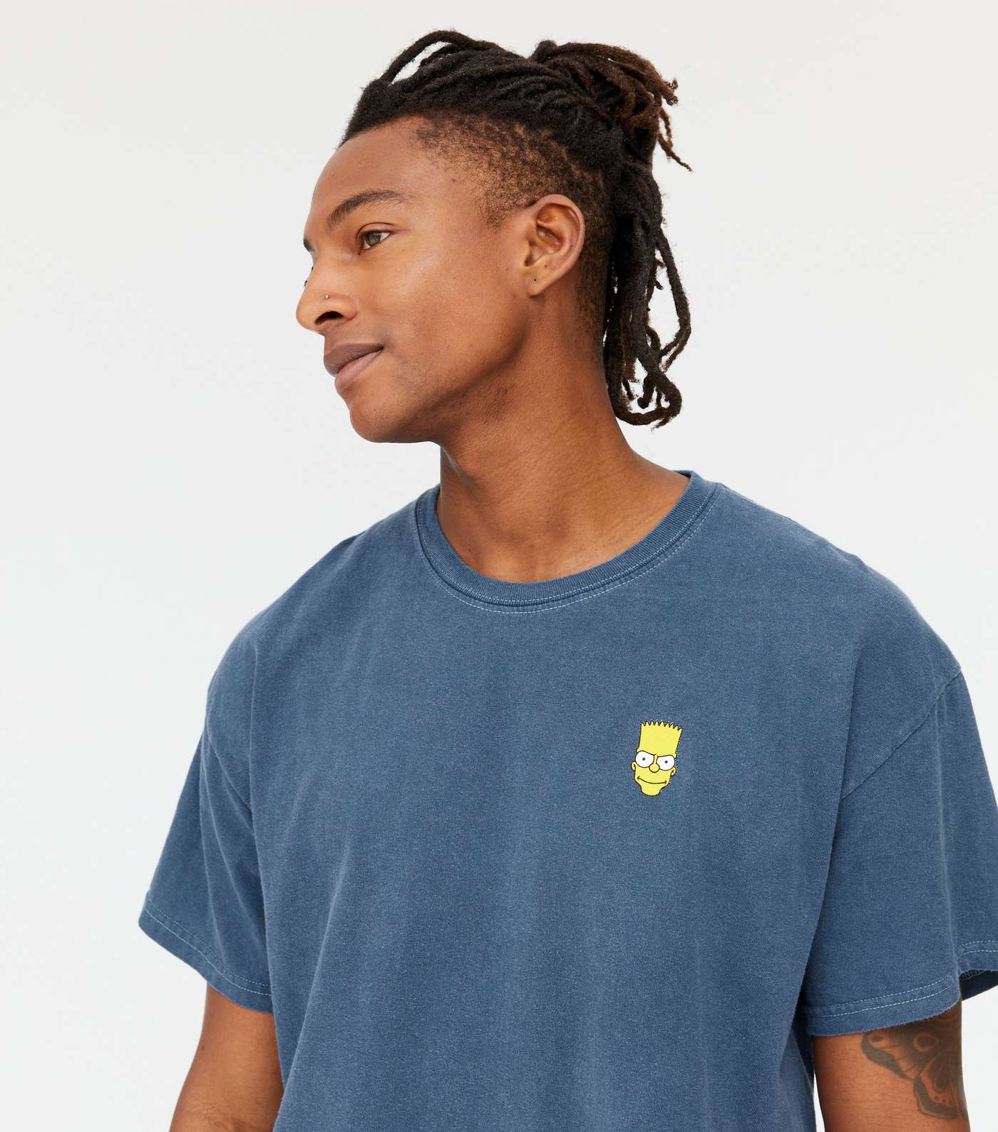 Blue Overdyed Bart Simpson Logo T-Shirt Image 3