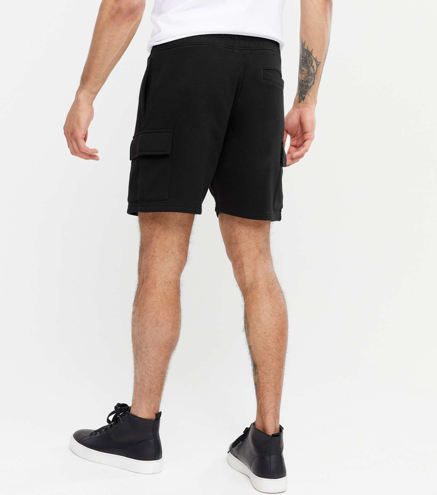 Black Jersey Cargo Shorts Image 4