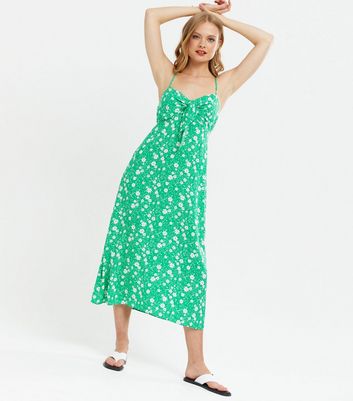 next green ditsy dress