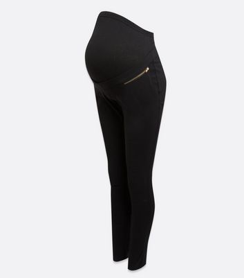 Maternity Black Zip Over Bump Trousers 