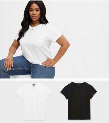 Curves 2 Pack Black and White Oversized T-Shirts