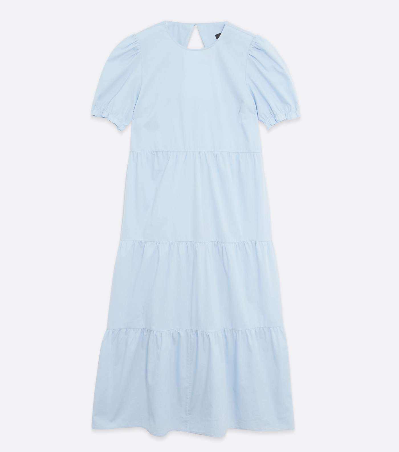 Pale Blue Poplin Tiered Midi Dress Image 5