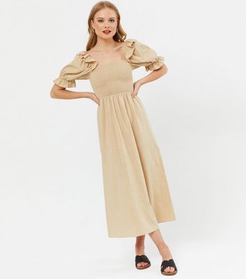 puff sleeve midi dress new look