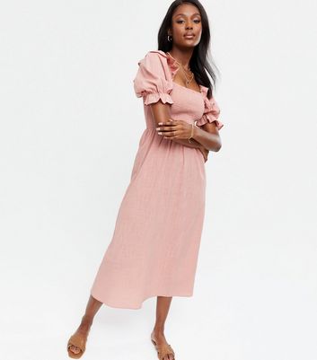 puff sleeve midi dress new look