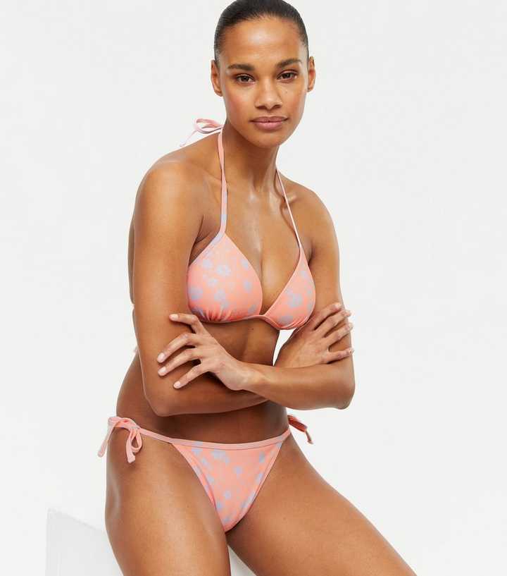New Look molded triangle bikini top in coral