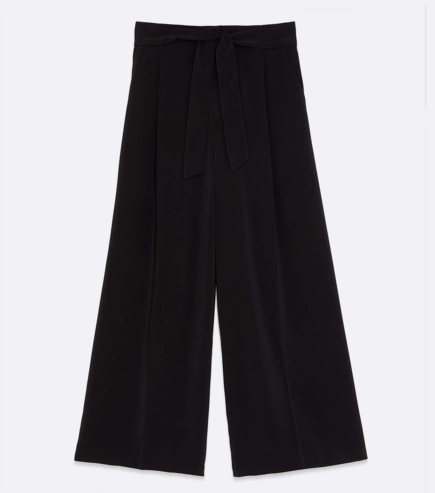 Tall Black Tie Waist Crop Trousers Image 5