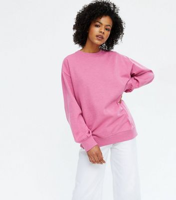 Bright Pink Puff Sleeve Sweatshirt 