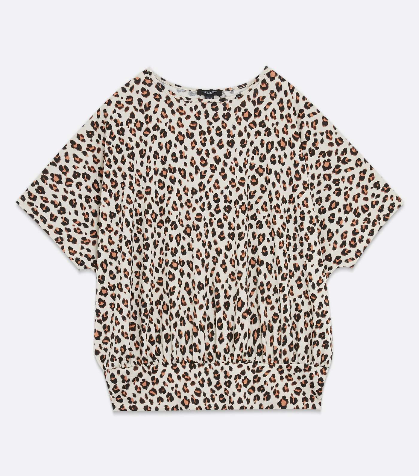 Curves Brown Leopard Print Fine Knit Batwing T-Shirt Image 5
