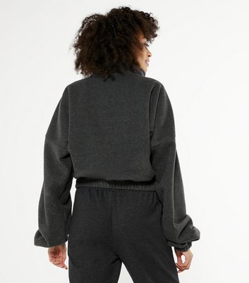 Pink Vanilla Dark Grey Fleece Crop 