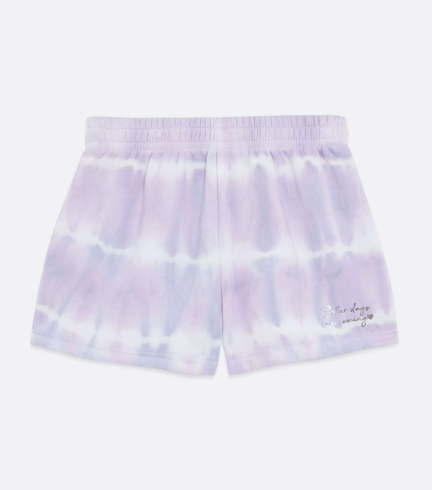 Girls Lilac Tie Dye Better Days Logo Shorts Image 5