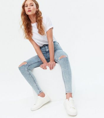 Blue Acid Wash Ripped High Waist Hallie 