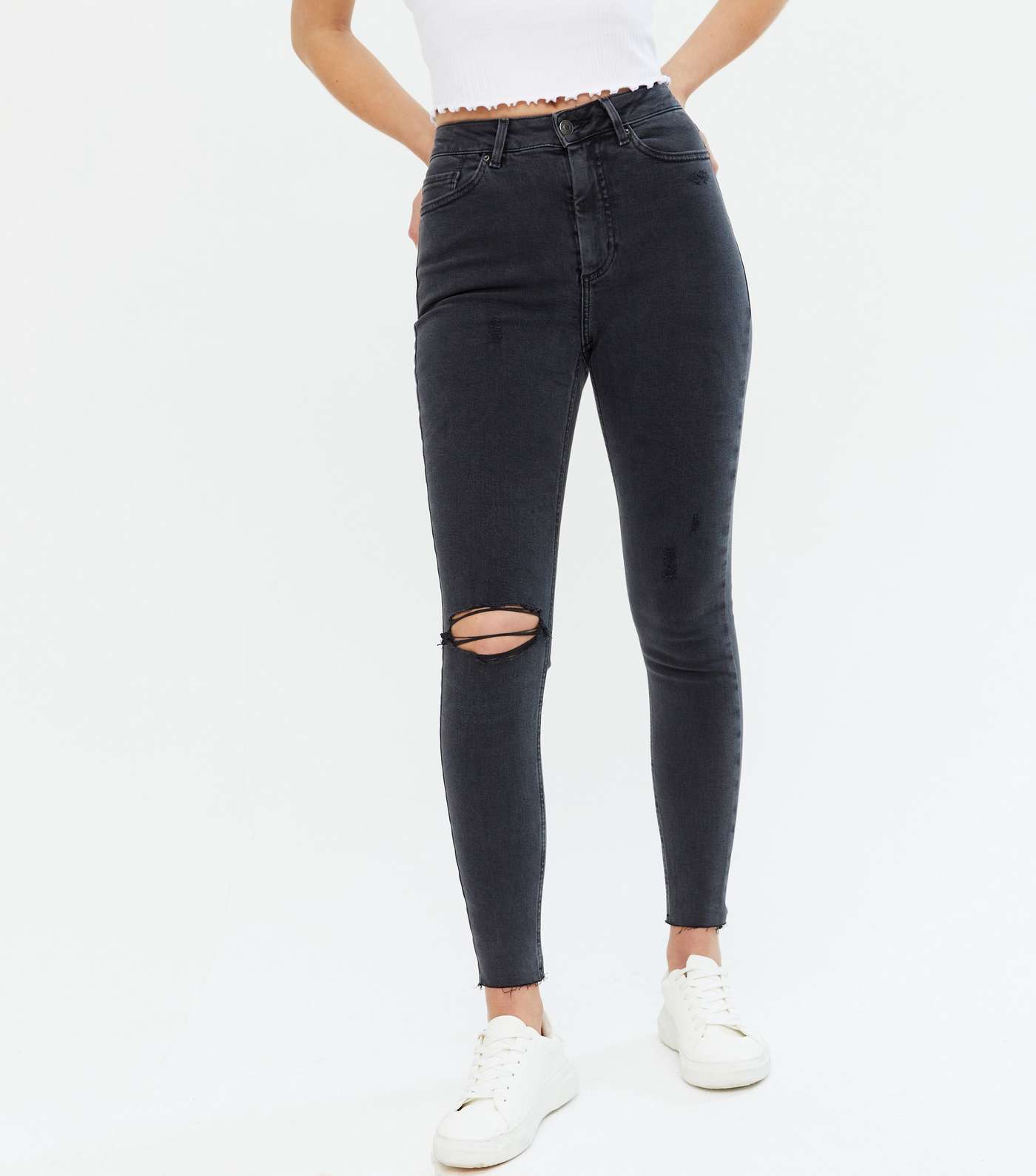 Black Ripped High Rise Ashleigh Skinny Jeans Image 2