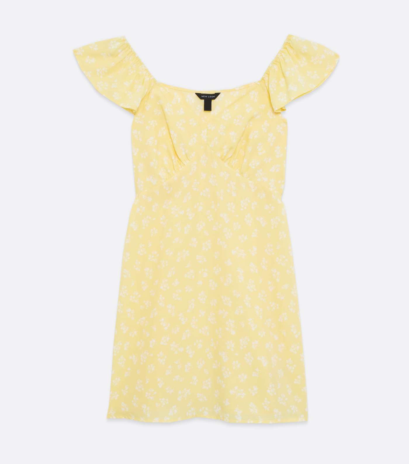 Yellow Ditsy Floral Frill Sleeve Bustier Mini Dress Image 5