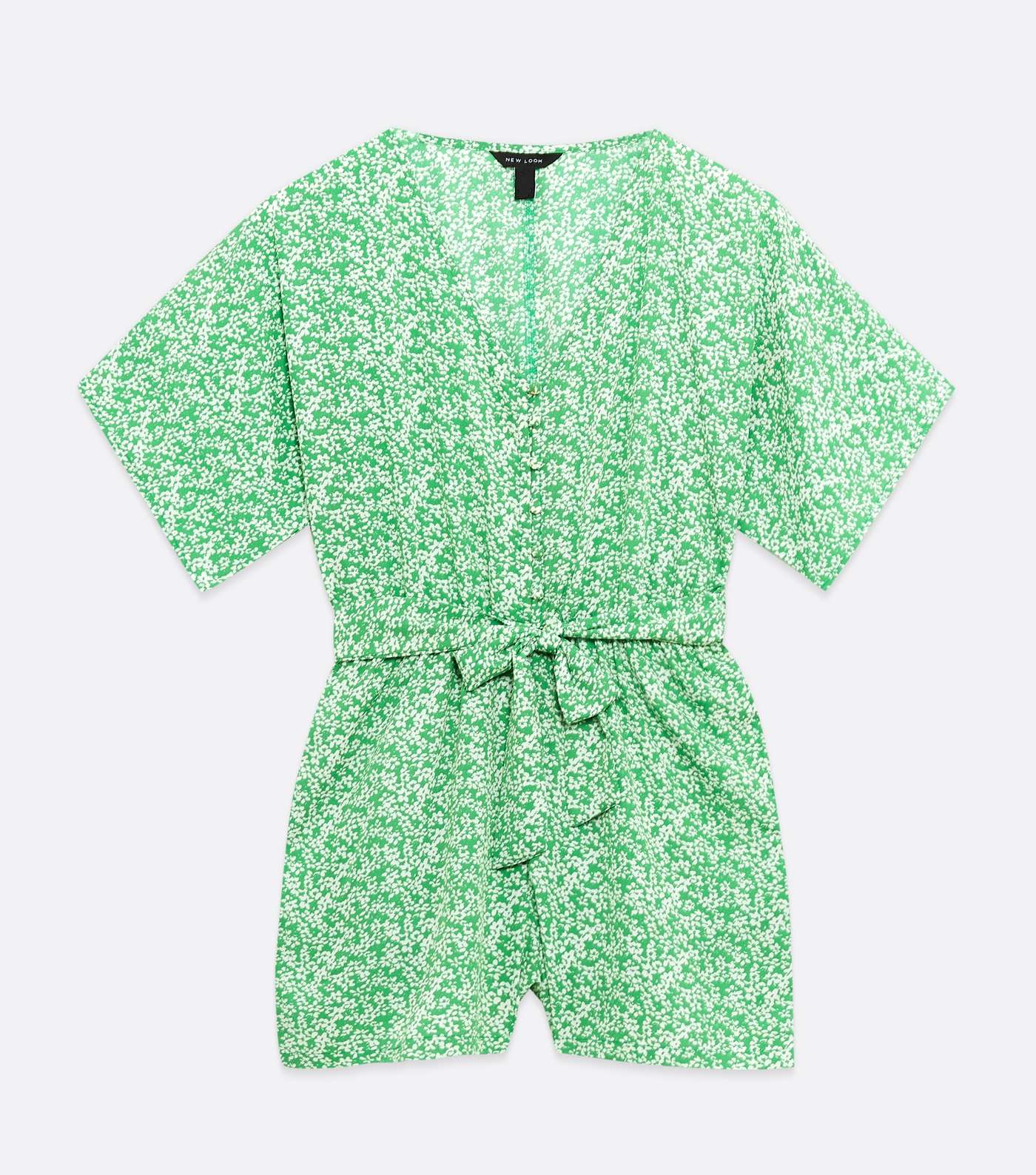 Green Ditsy Floral Belted Playsuit Image 5