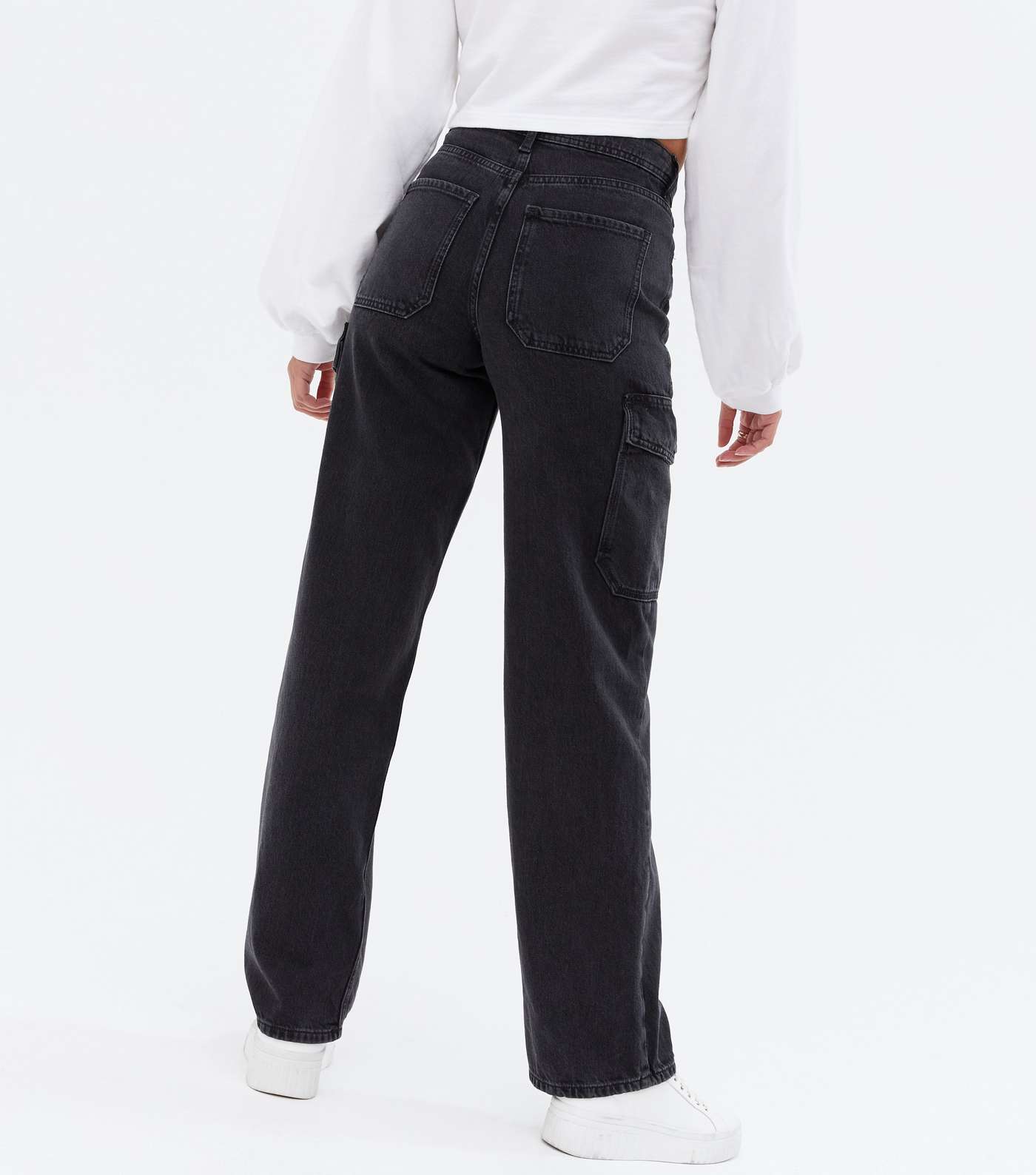 Black Cargo Pocket 90s Baggy Fit Jeans Image 4