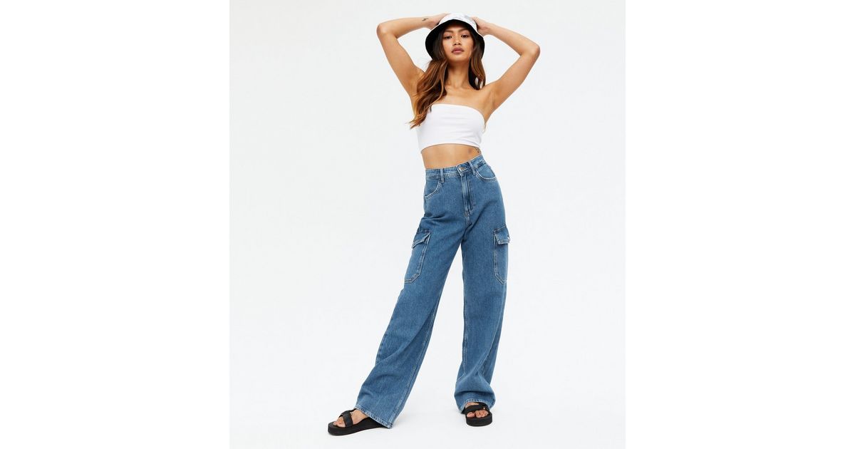 Blue Cargo Pocket 90s Baggy Fit Jeans | New Look