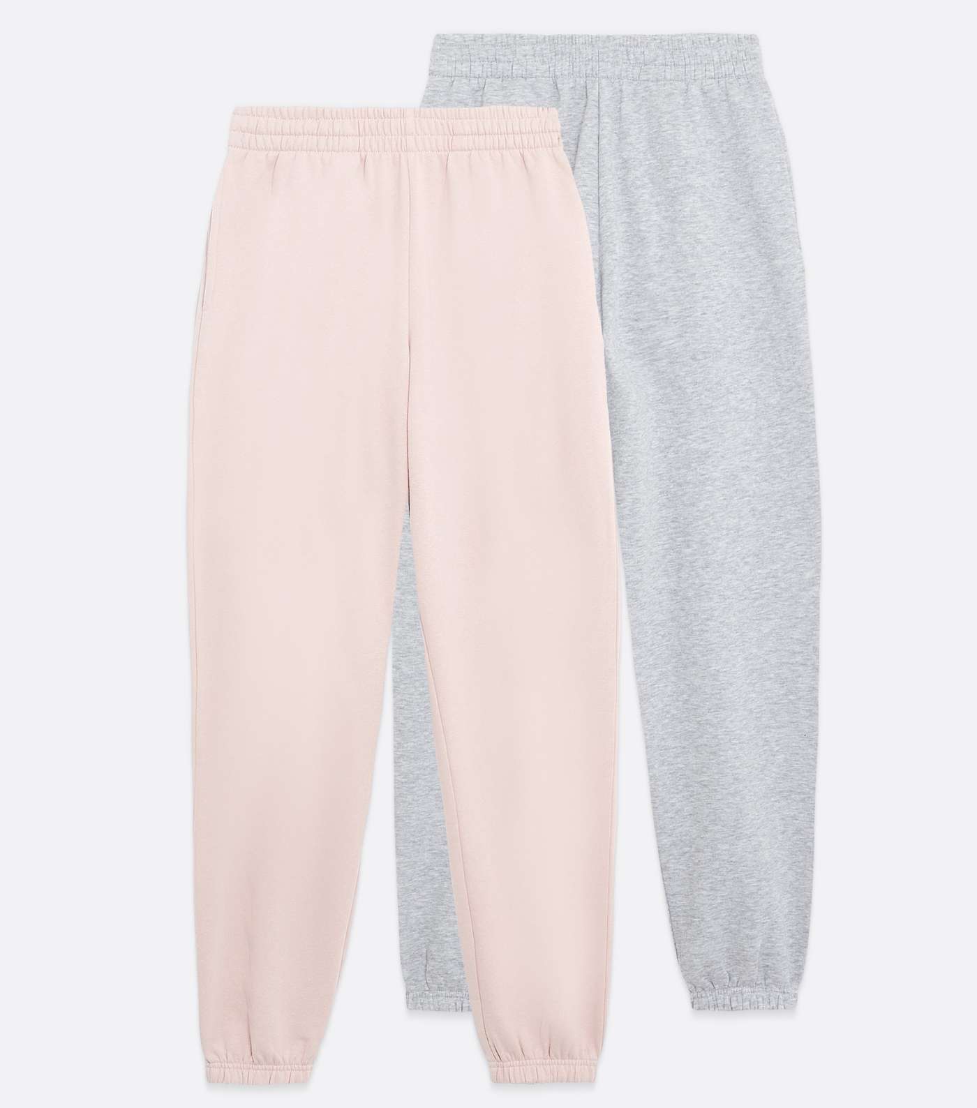 Girls 2 Pack Pale Pink and Grey Cuffed Joggers Image 5
