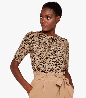 Apricot Camel Animal Print Zip Back 