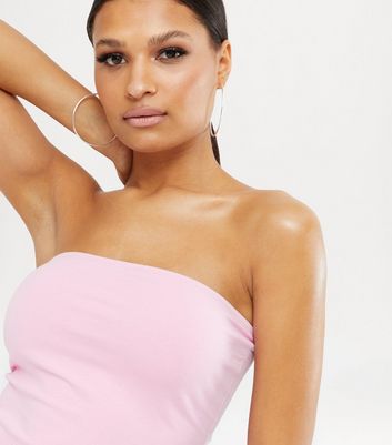 pink strapless crop top