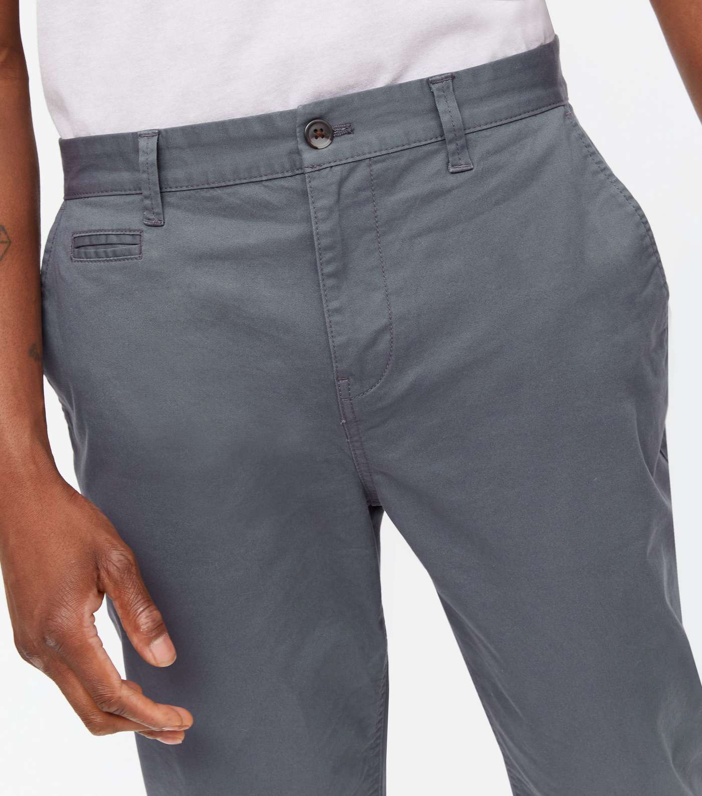 Blue Tapered Chinos Image 3