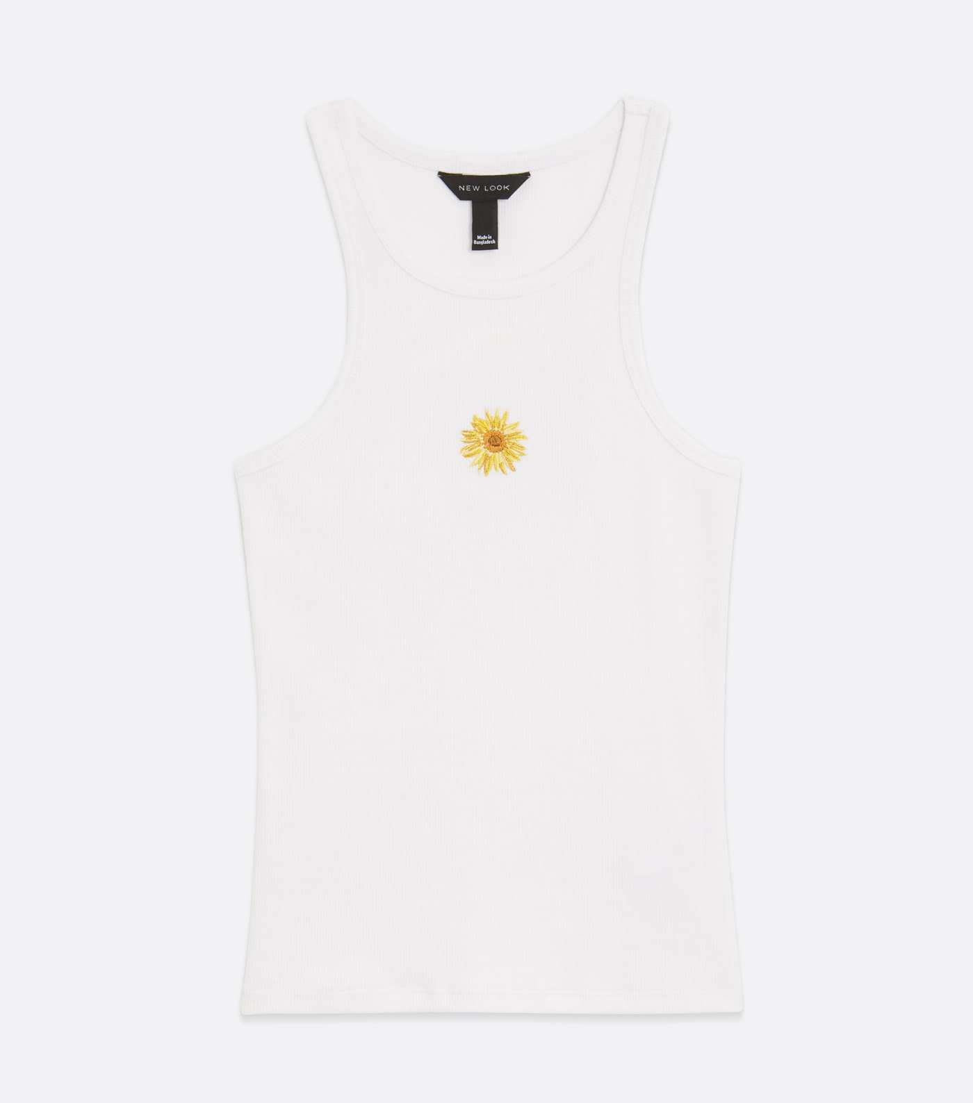 White Sunflower Embroidered Racerback Vest Image 5