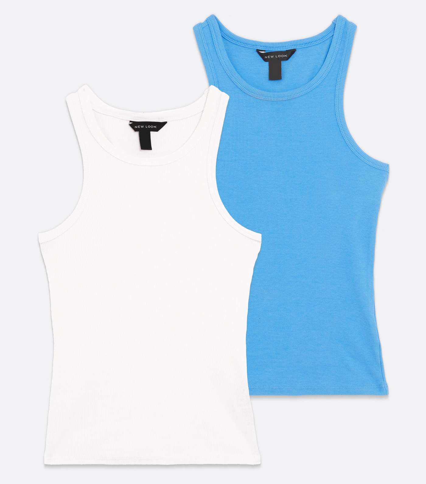 2 Pack Blue and White Racerback Vests Image 5