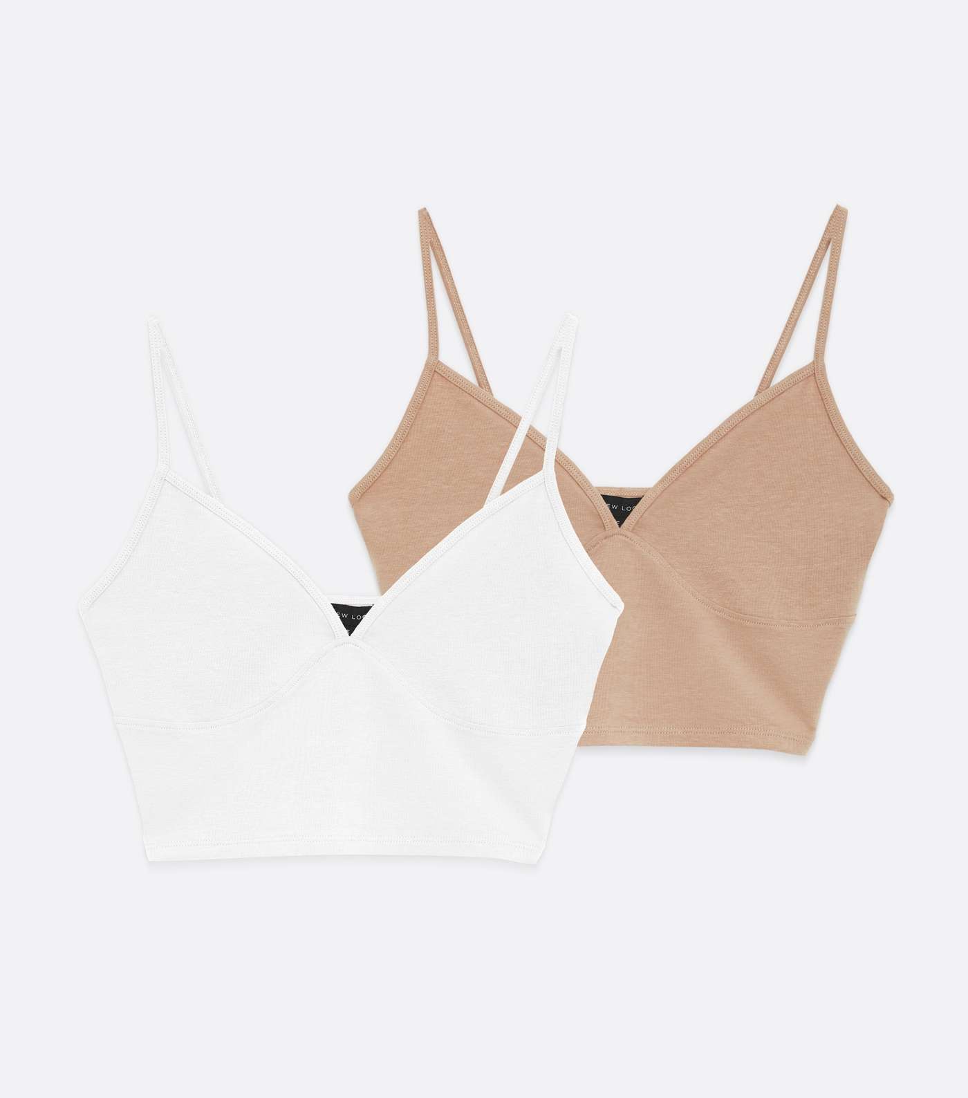 2 Pack White and Camel Bralettes Image 5