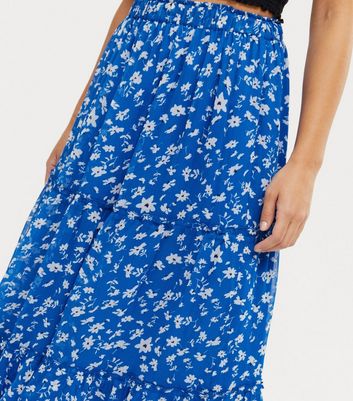 blue floral skirt new look
