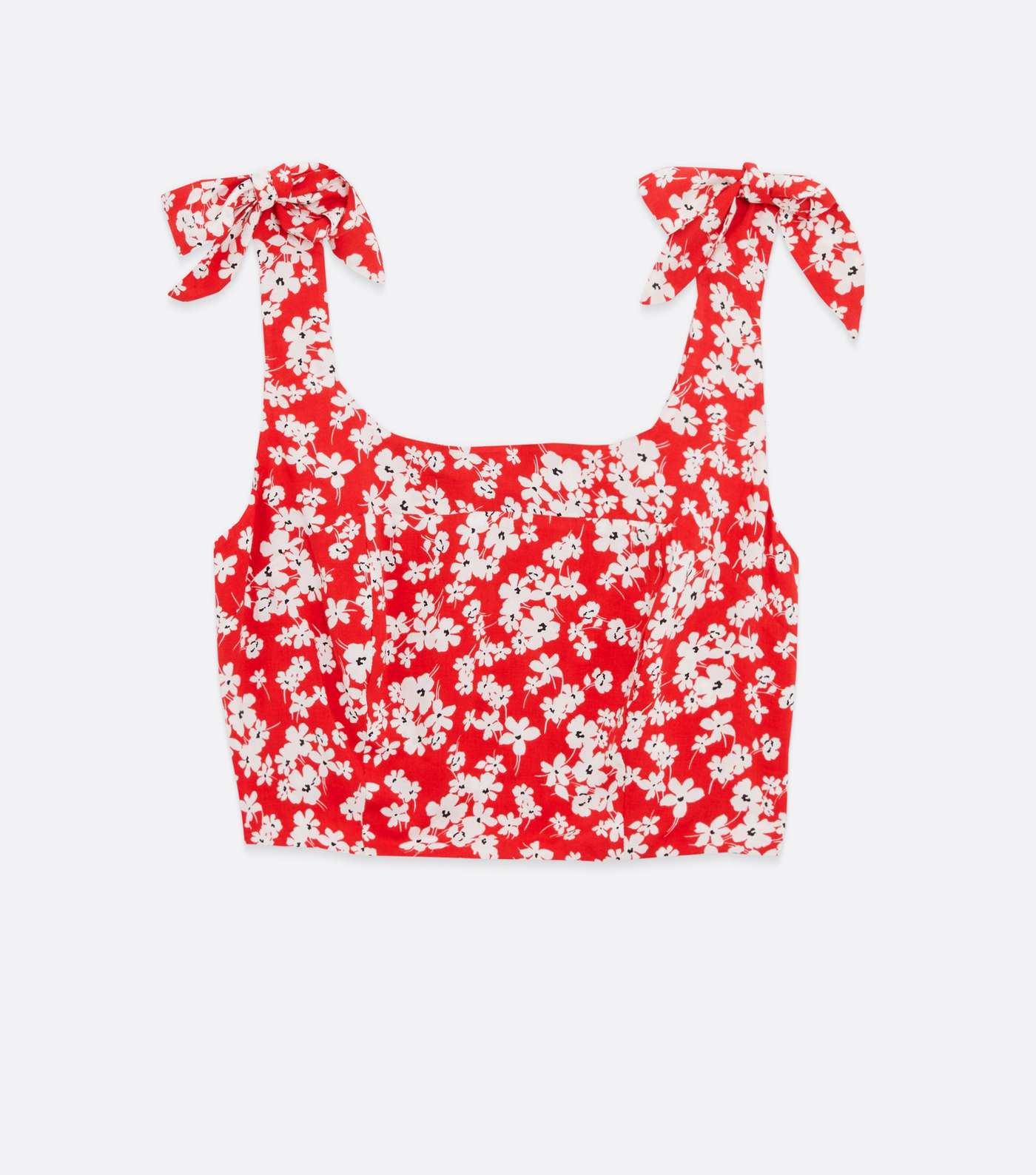 Red Ditsy Floral Square Neck Crop Top Image 5