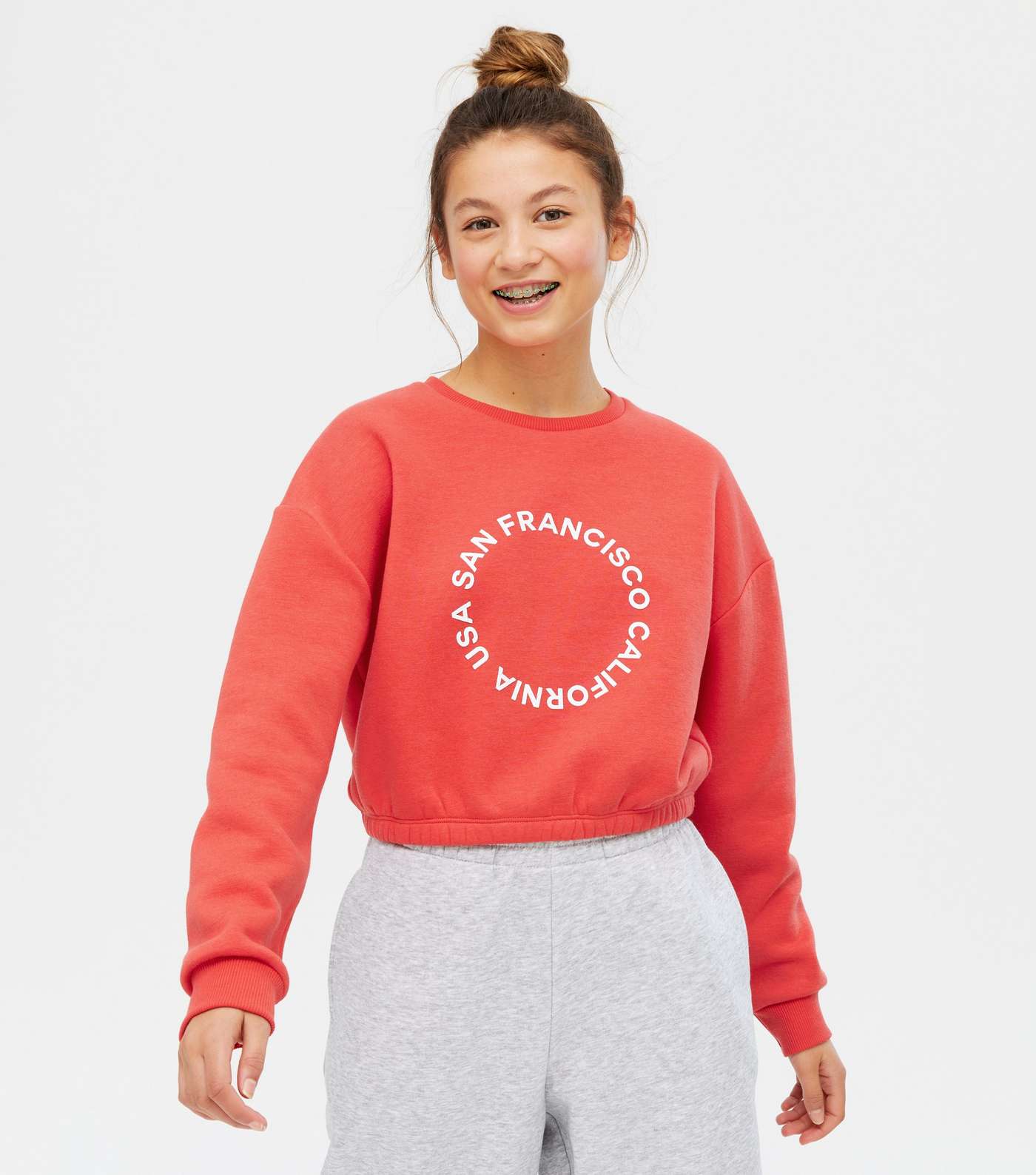 Girls Red San Francisco Circle Logo Sweatshirt
