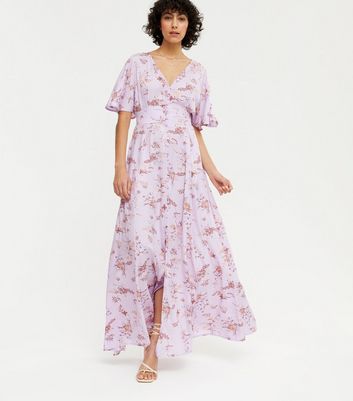 lilac floral wrap dress