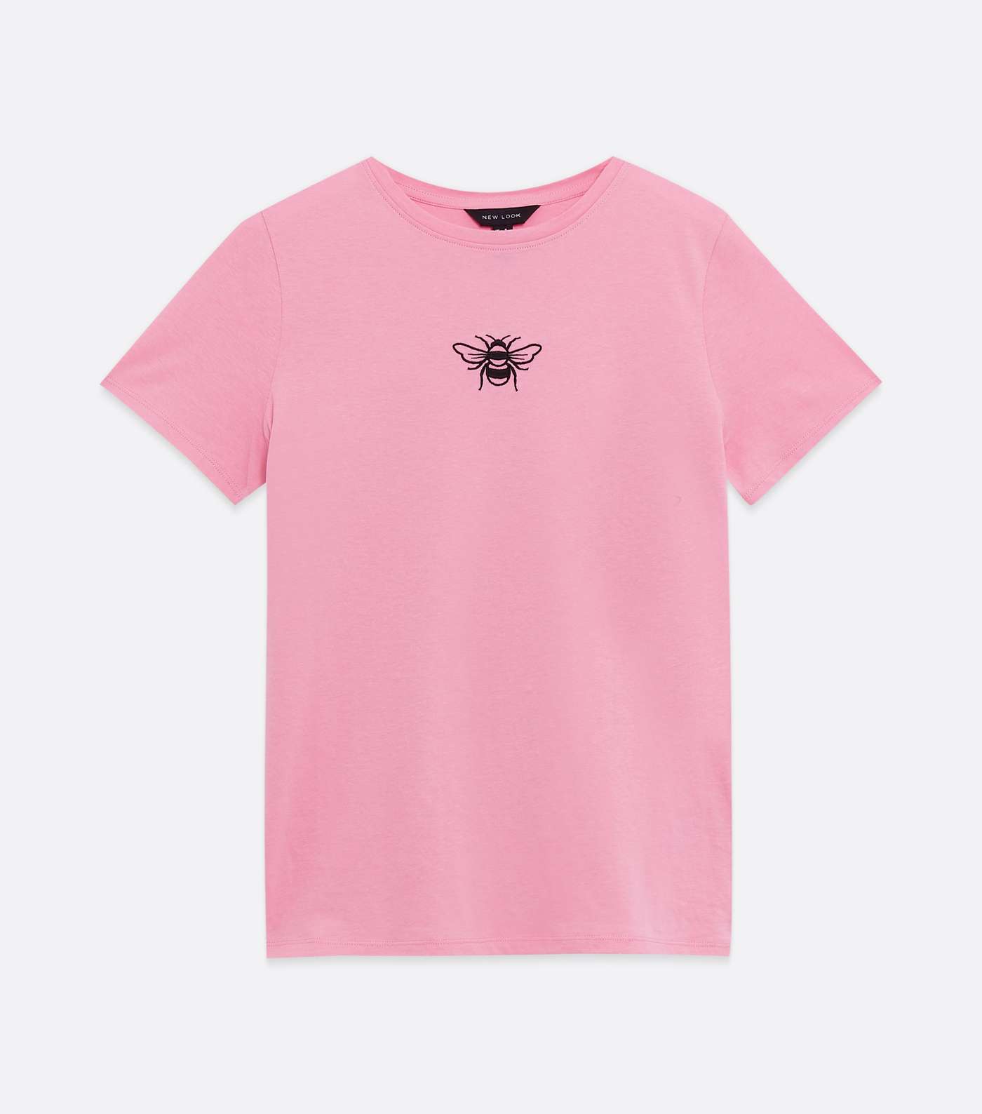 Bright Pink Bee Embroidered T-Shirt Image 5