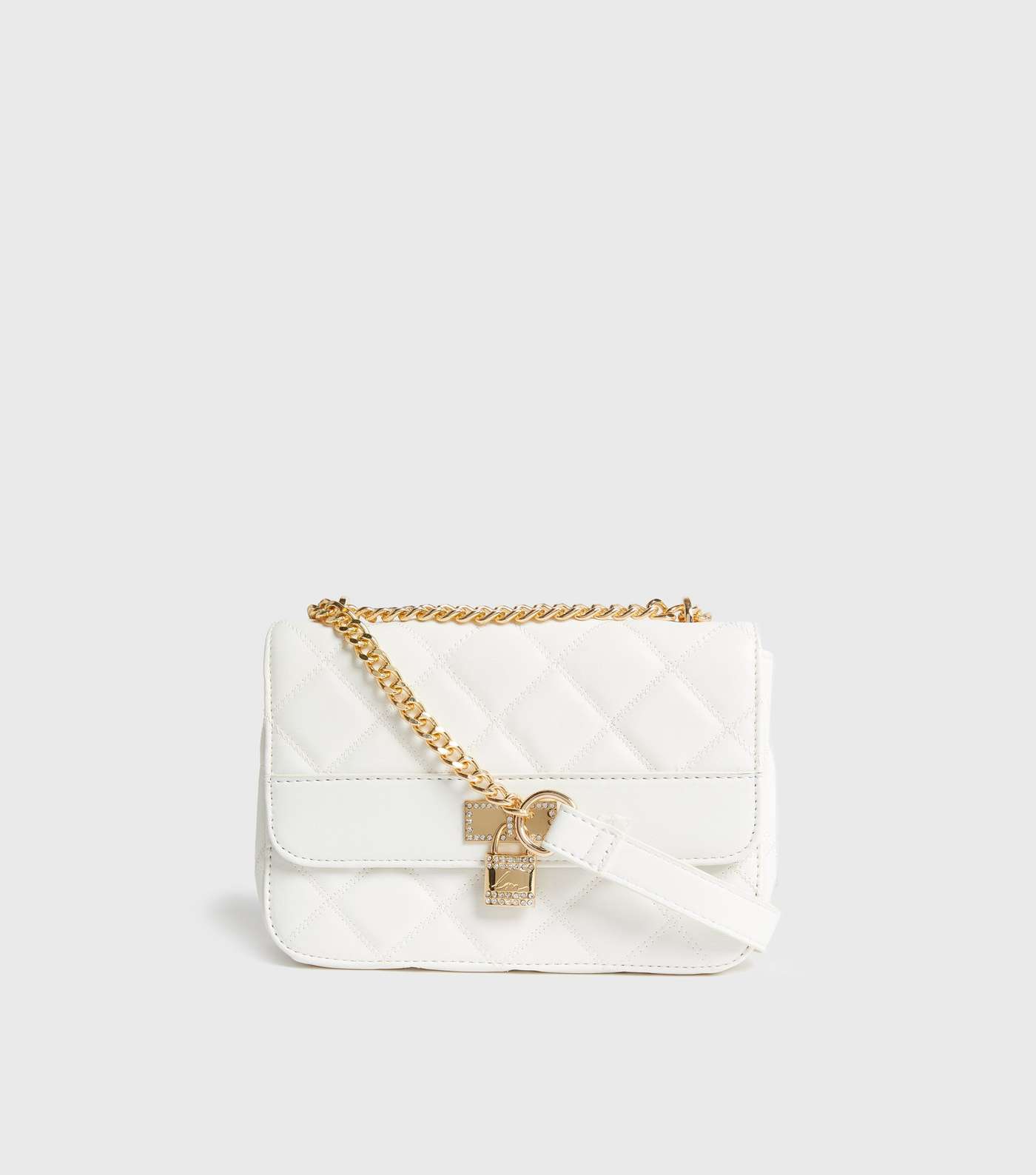 Little Mistress White Quilted Chain Cross Body Bag Image 2