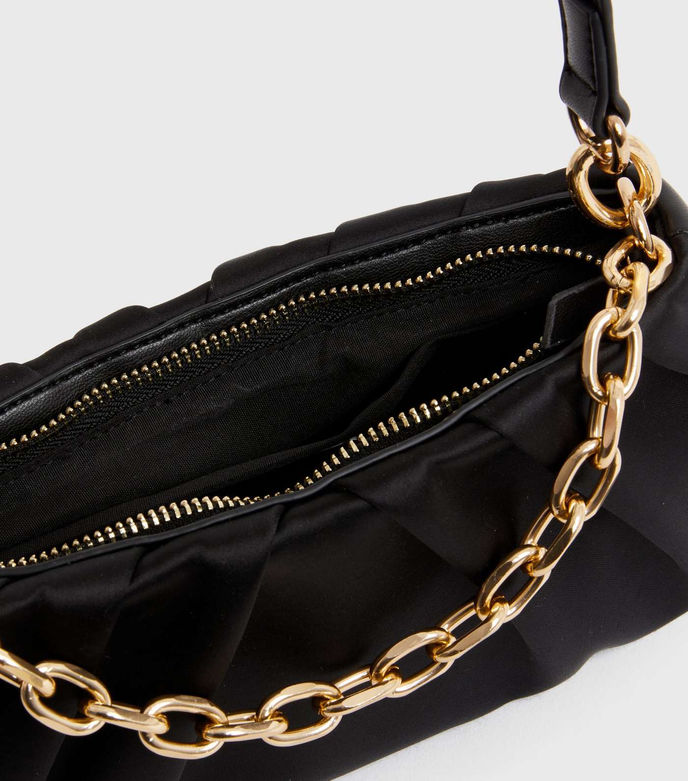 Little Mistress Black Satin Shoulder Bag Image 4