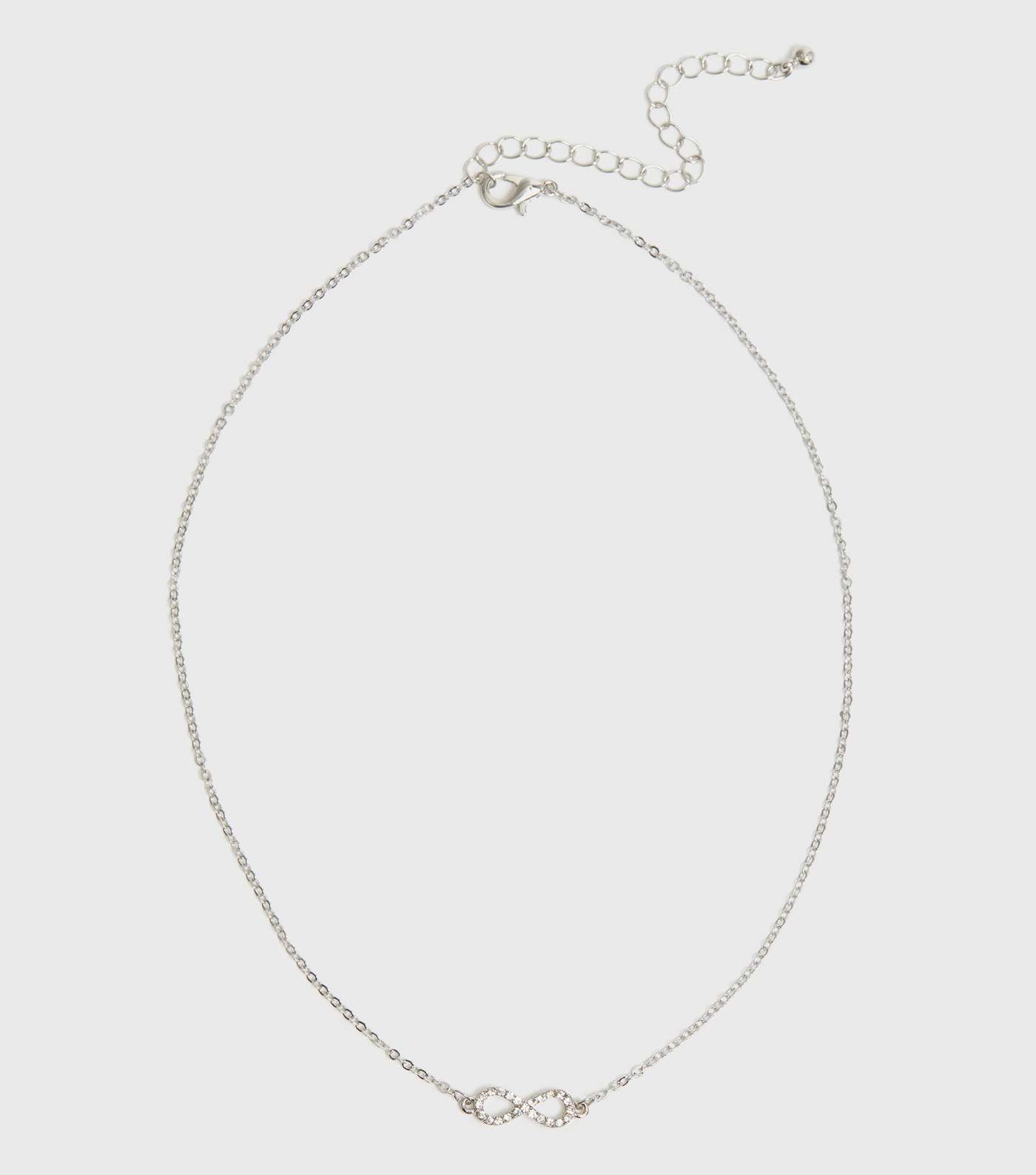 Silver Diamanté Infinity Pendant Necklace Image 3