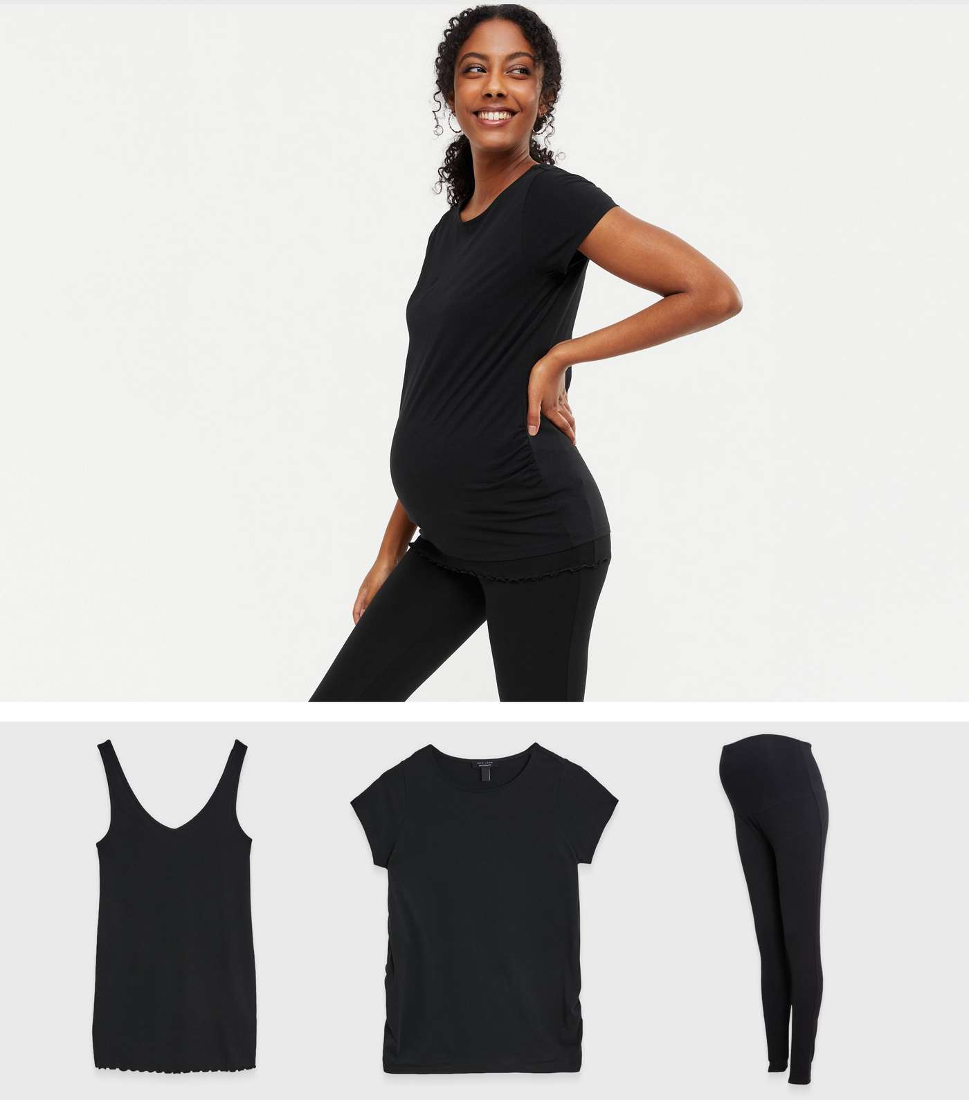 Maternity 3 Pack Black Vest T-Shirt and Leggings Set