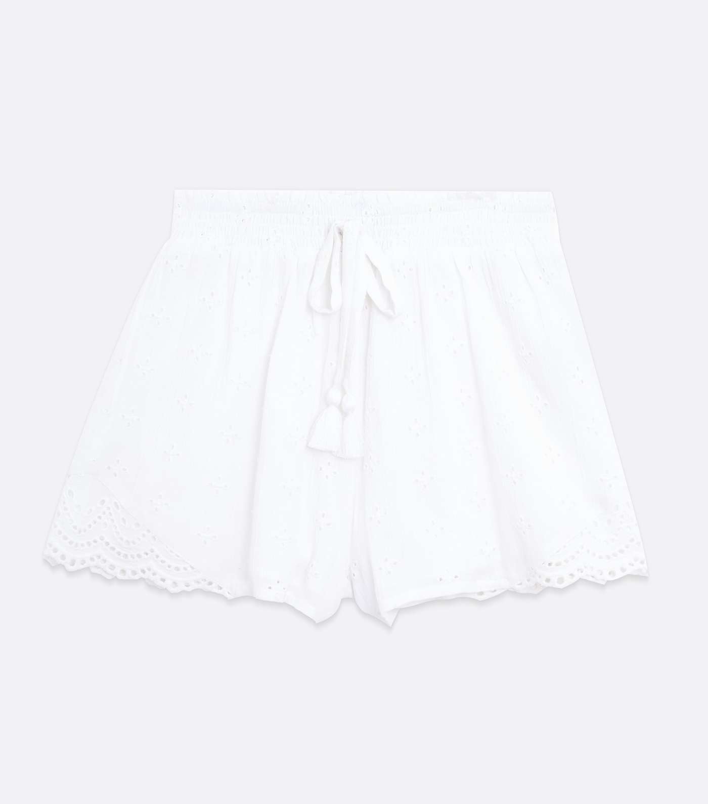 White Cheesecloth Broderie Shorts Image 5