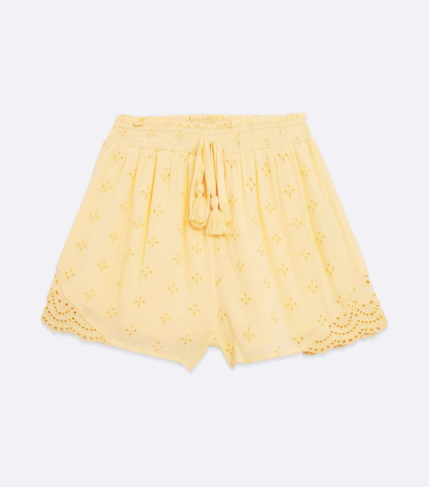Pale Yellow Cheesecloth Broderie Shorts  Image 5