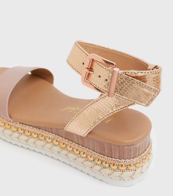 Rose gold espadrille discount sandals