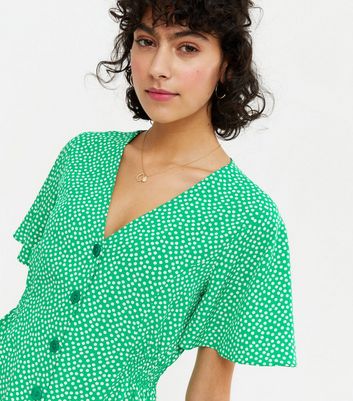new look green polka dot dress