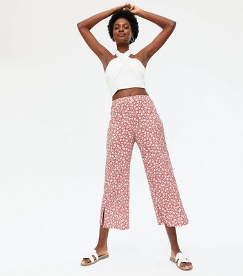 Buy White Pink Floral Palazzo Pant Cotton for Best Price Reviews Free  Shipping