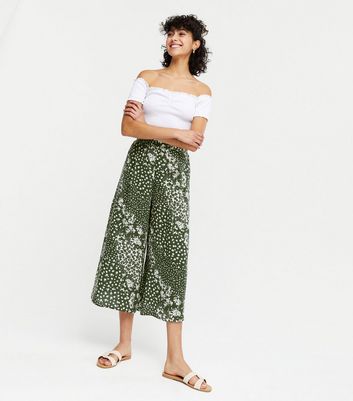 Cropped trousers in stretch cotton satin with semi-elastic belt. | 100 –  Transit