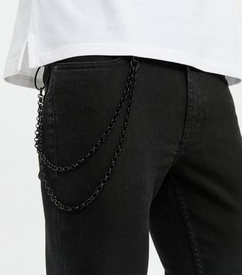 mens black jeans with chain